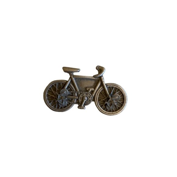 Vintage Ms. Dee Pewter tone Bicycle Bike Brooch Pin Earrings Set - Picture 1 of 6
